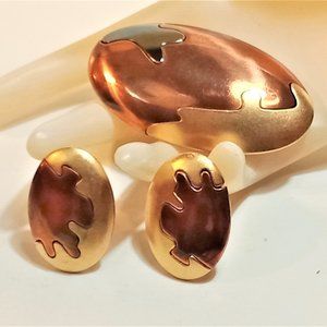 Vintage Goossens for YSL Modern Brooch Earring Set